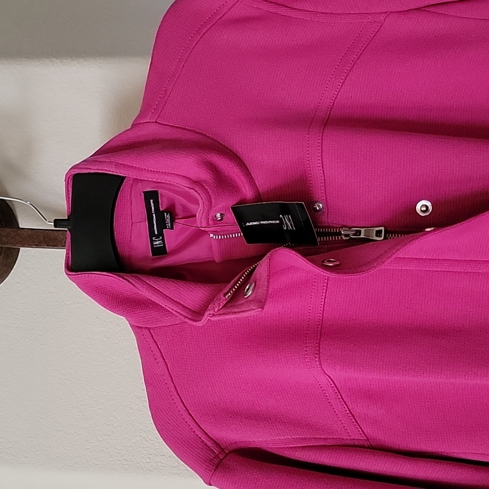 INC Coat Jacket w/Stand Collar Zip/Snap Flap Close Pink size XXL NWT - Picture 6 of 16